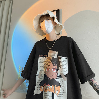 Rapper Cartoon Print T-Shirt