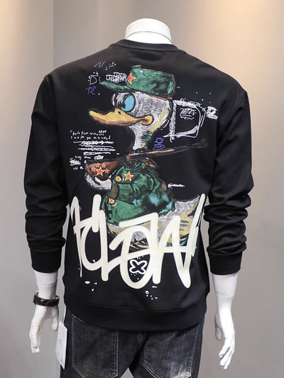 Duck Cartoon Print Long-Sleeve