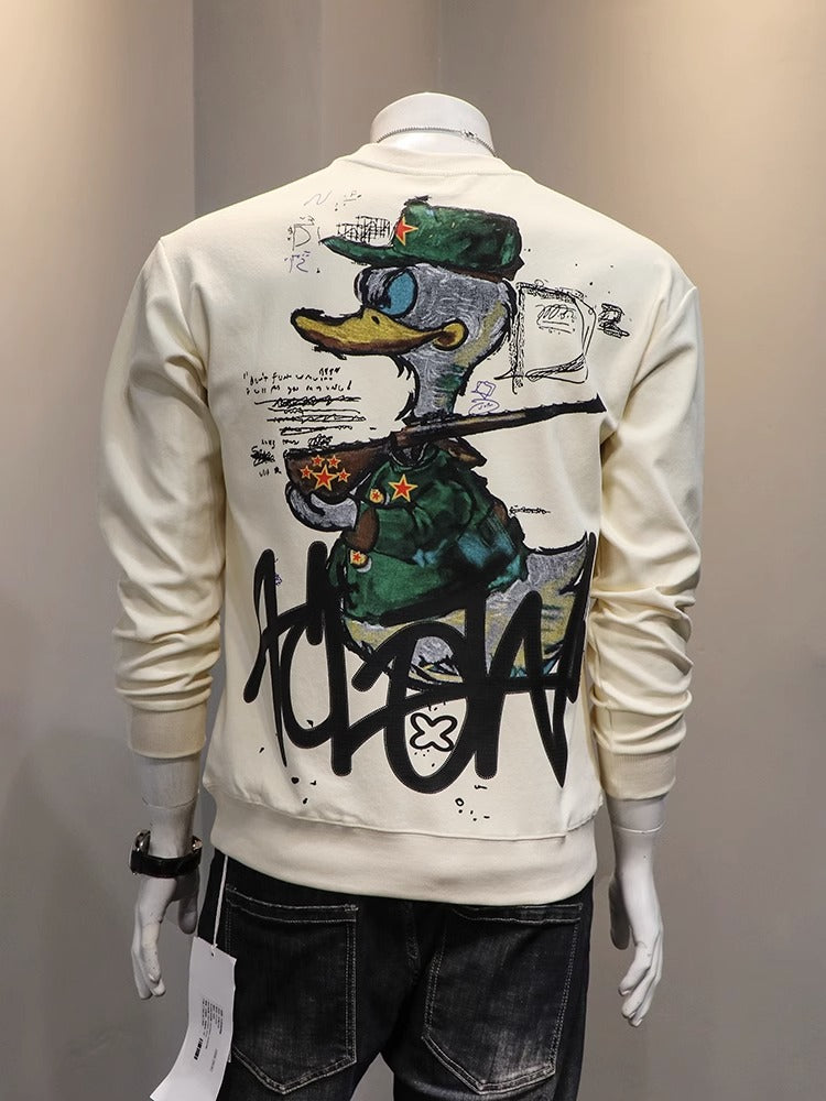 Duck Cartoon Print Long-Sleeve