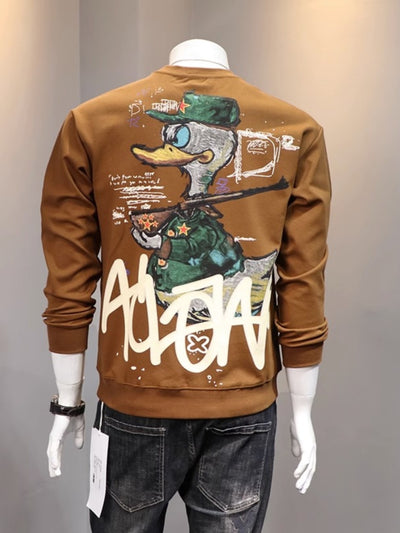 Duck Cartoon Print Long-Sleeve