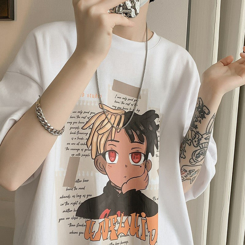 Rapper Cartoon Print T-Shirt